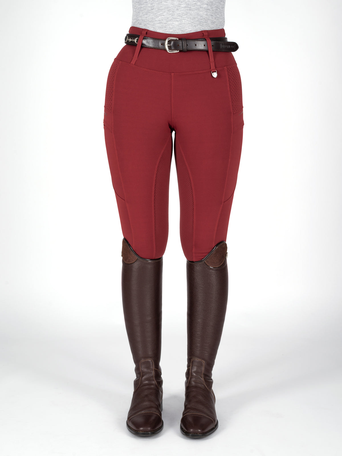 HORZEHOODS® Heritage Maroon V-Seam Air2 Riding Leggings - Breathable Equestrian Tights