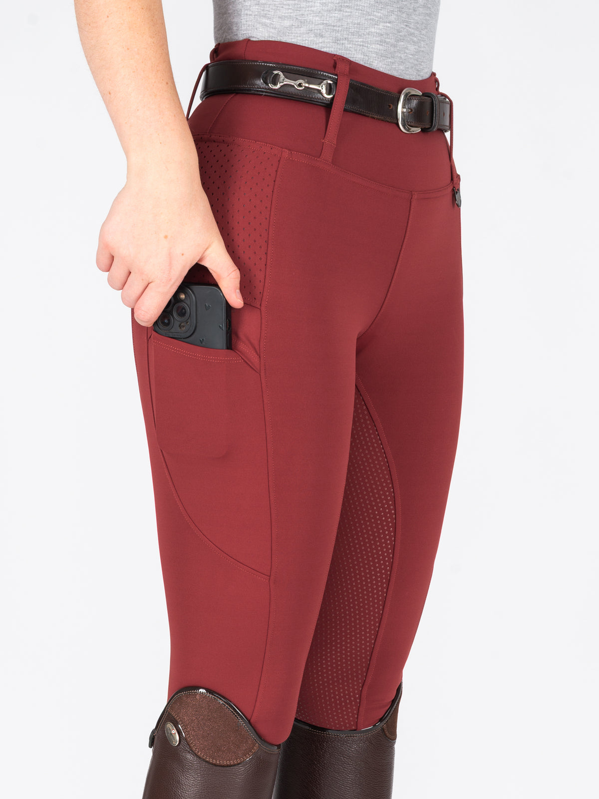HORZEHOODS® Heritage Maroon V-Seam Air2 Riding Leggings - Breathable Equestrian Tights