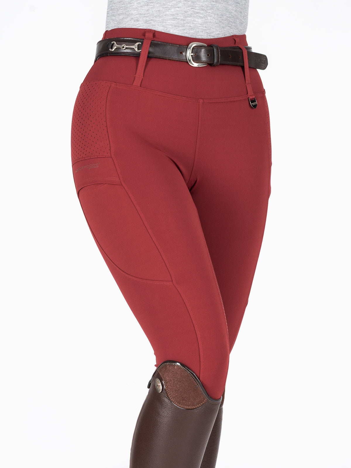 HORZEHOODS® Heritage Maroon V-Seam Air2 Riding Leggings - Breathable Equestrian Tights