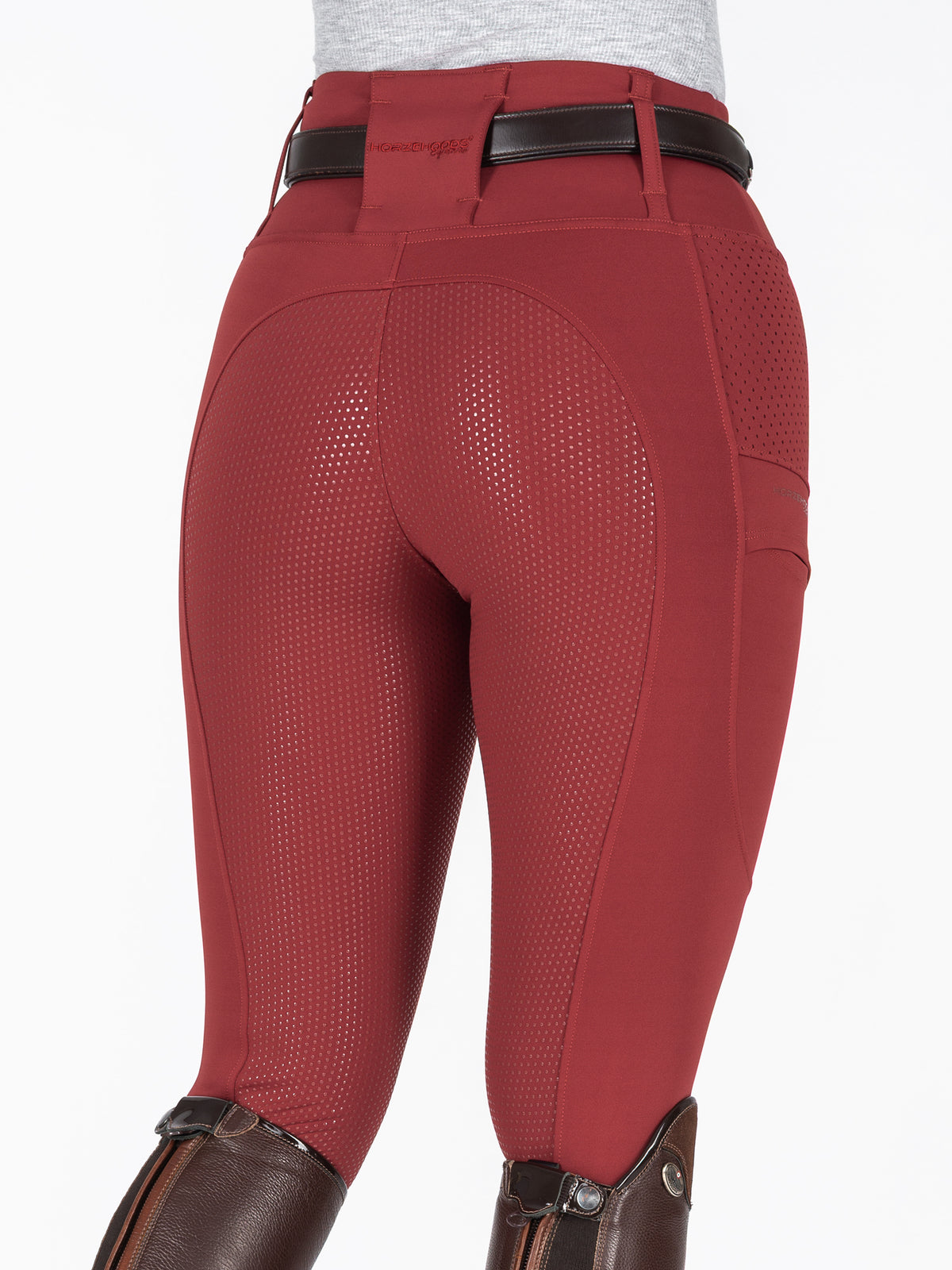 HORZEHOODS® Heritage Maroon V-Seam Air2 Riding Leggings - Breathable Equestrian Tights