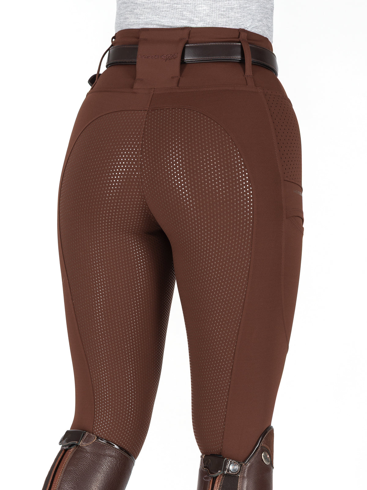 HORZEHOODS® Teddy Brown V-Seam Air2 Riding Leggings - Breathable Equestrian Tights