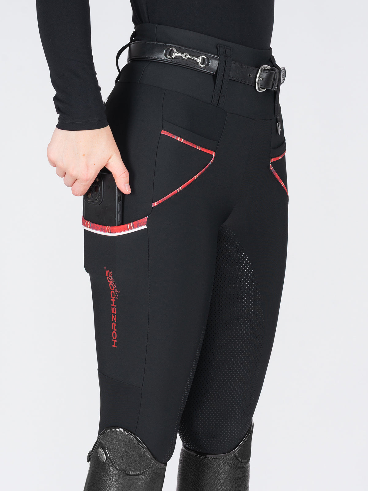 HORZEHOODS® Tabatha Black & Red Tartan Breggings - With Pockets