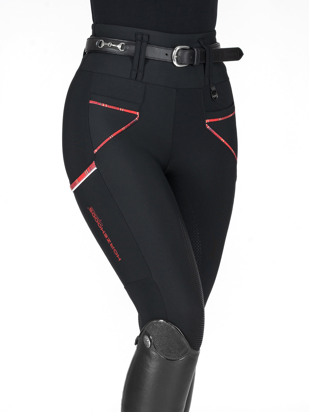 HORZEHOODS® Tabatha Black & Red Tartan Breggings - With Pockets