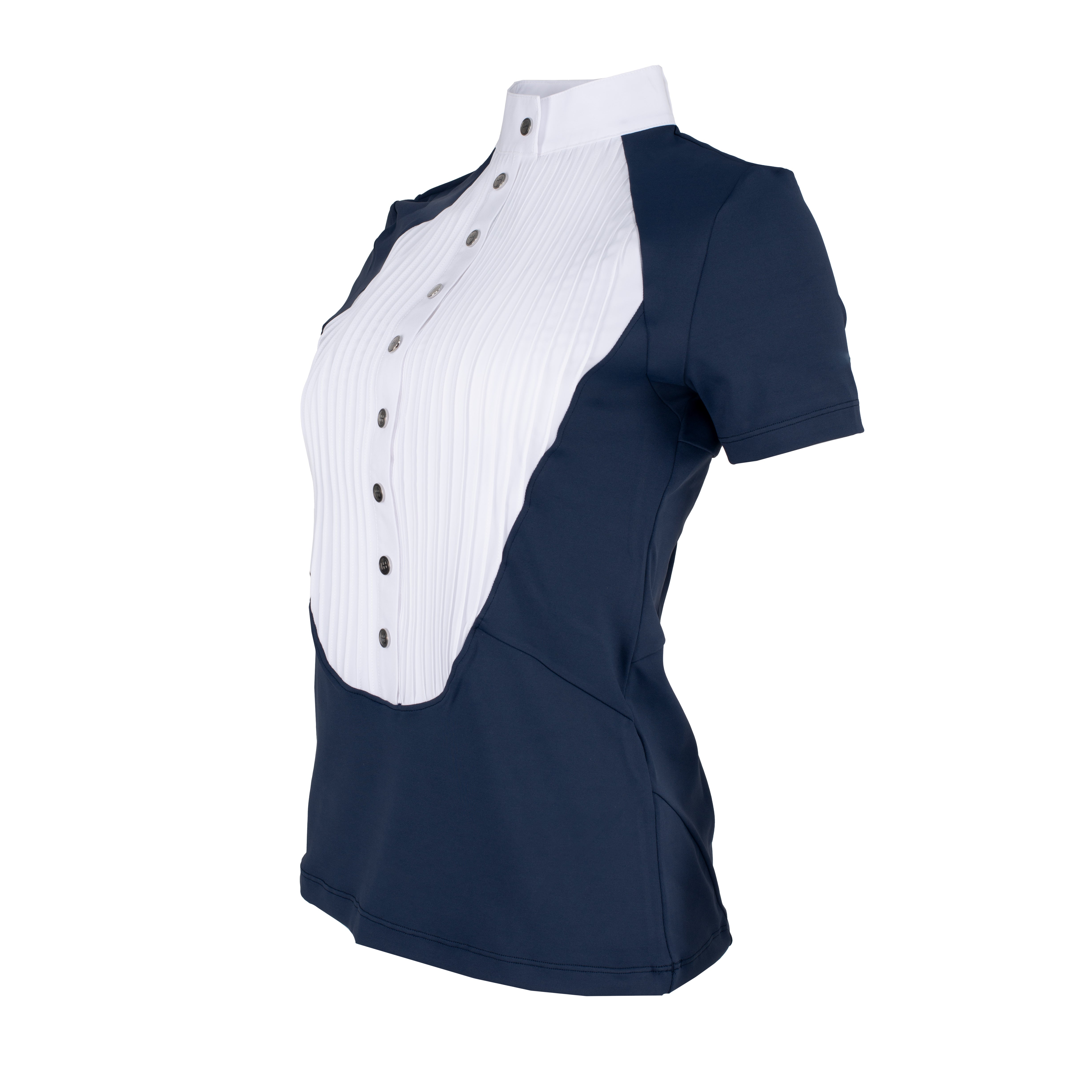 HORZEHOODS®  Short Sleeve Classic Neck Tudor Competition Shirt – Navy/White Contrast
