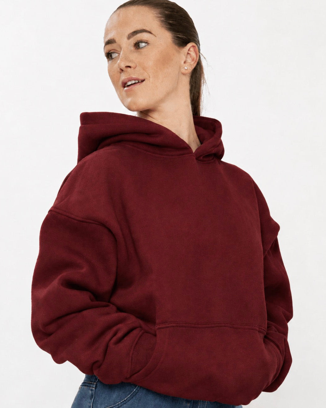 HORZEHOODS® Maroon Basicz Oversized 'Horses make me Happy' Hoodie (LAST FEW SIZES)