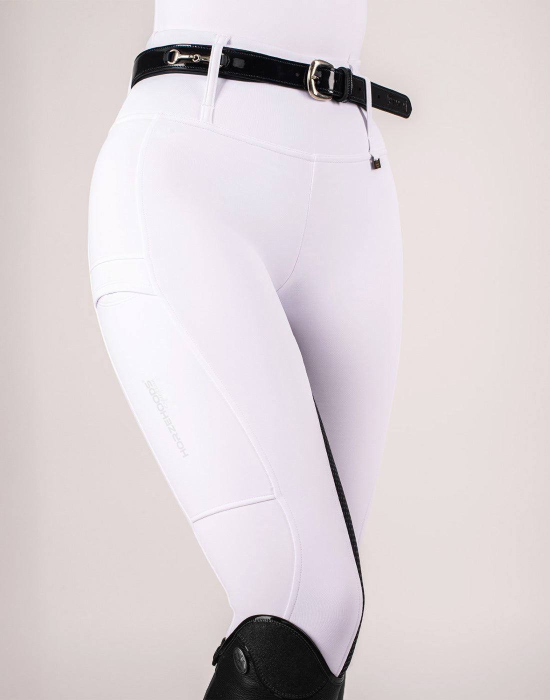 HORZEHOODS® White & Navy Competition Leggings | Riding Tights