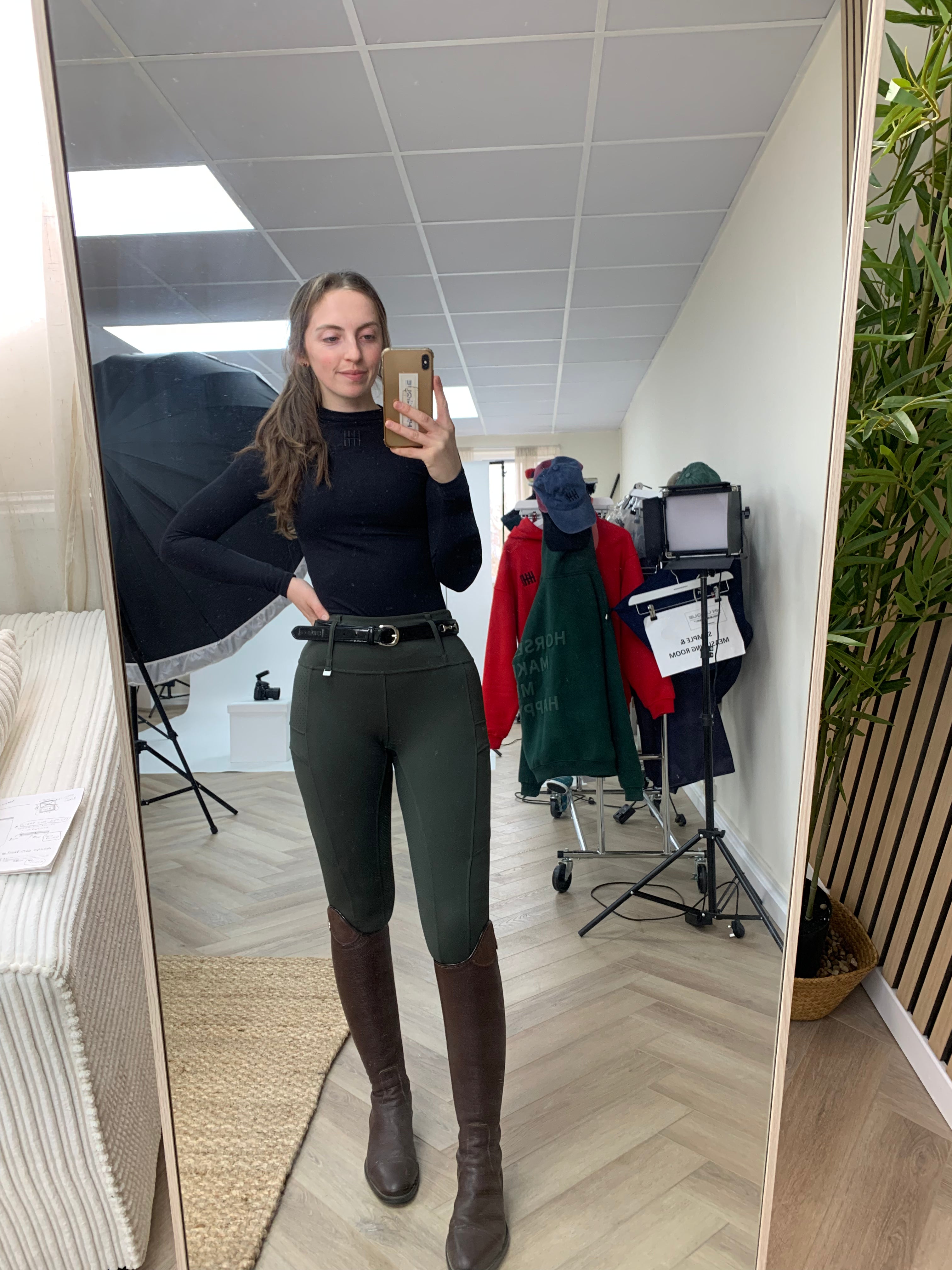 HORZEHOODS® Heritage Green V-Seam Air2 Riding Leggings - Breathable Equestrian Tights