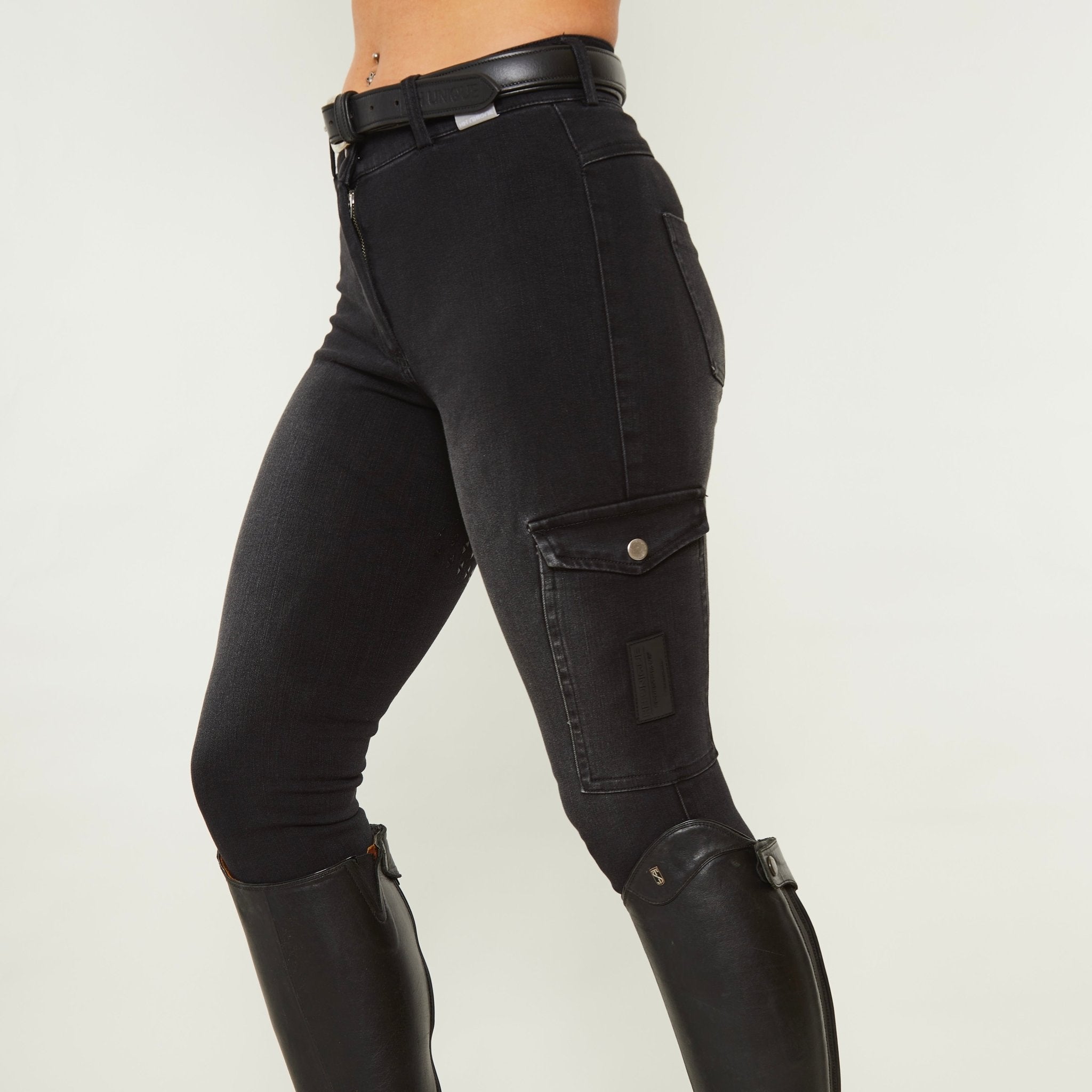 Black Denim Jeggings - Horzehoods5060521421437