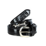 Black (Patent) Leather Luxury Snaffle Belt - Horzehoods5060521422168