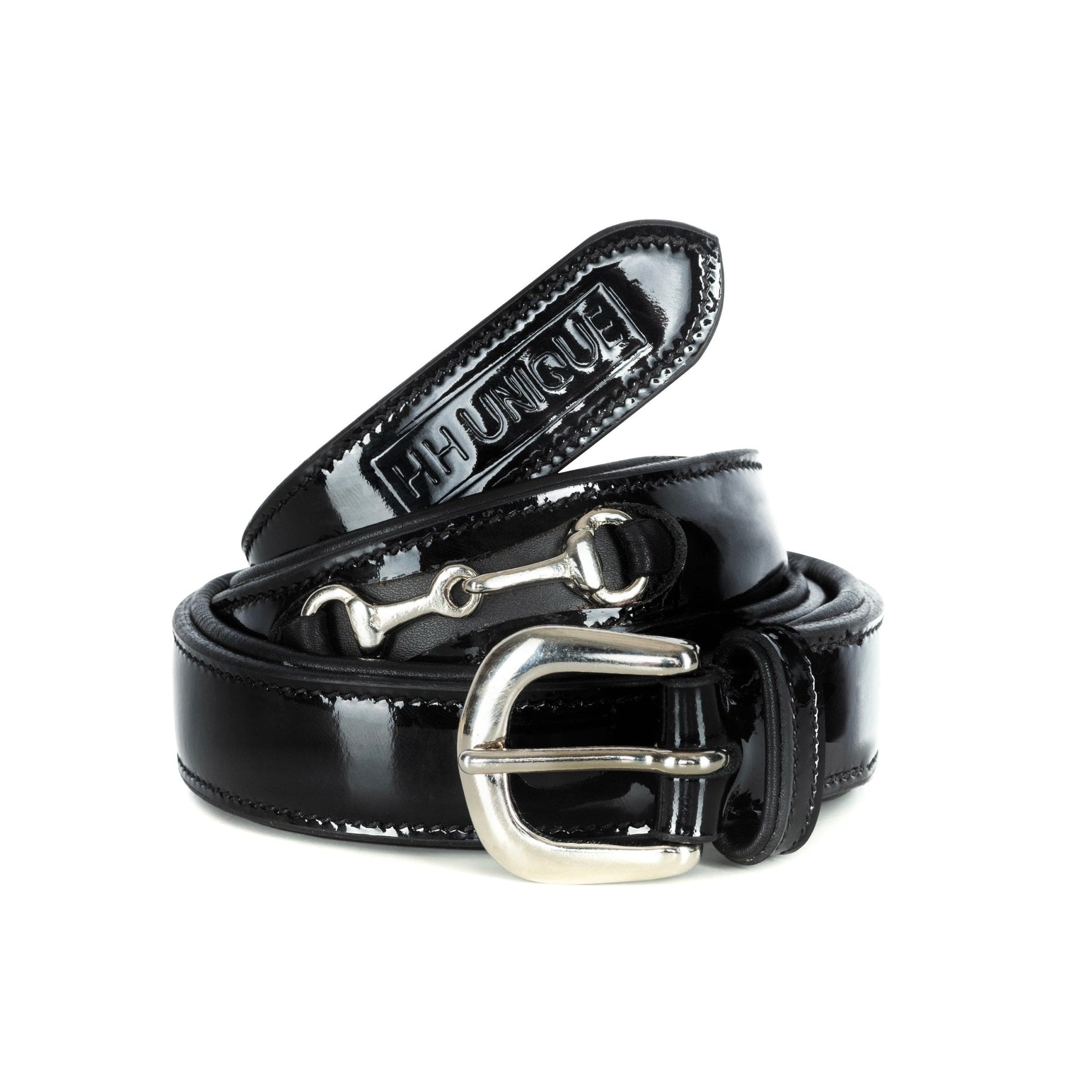 HORZEHOODS® Black (Patent) Leather Luxury Snaffle Belt