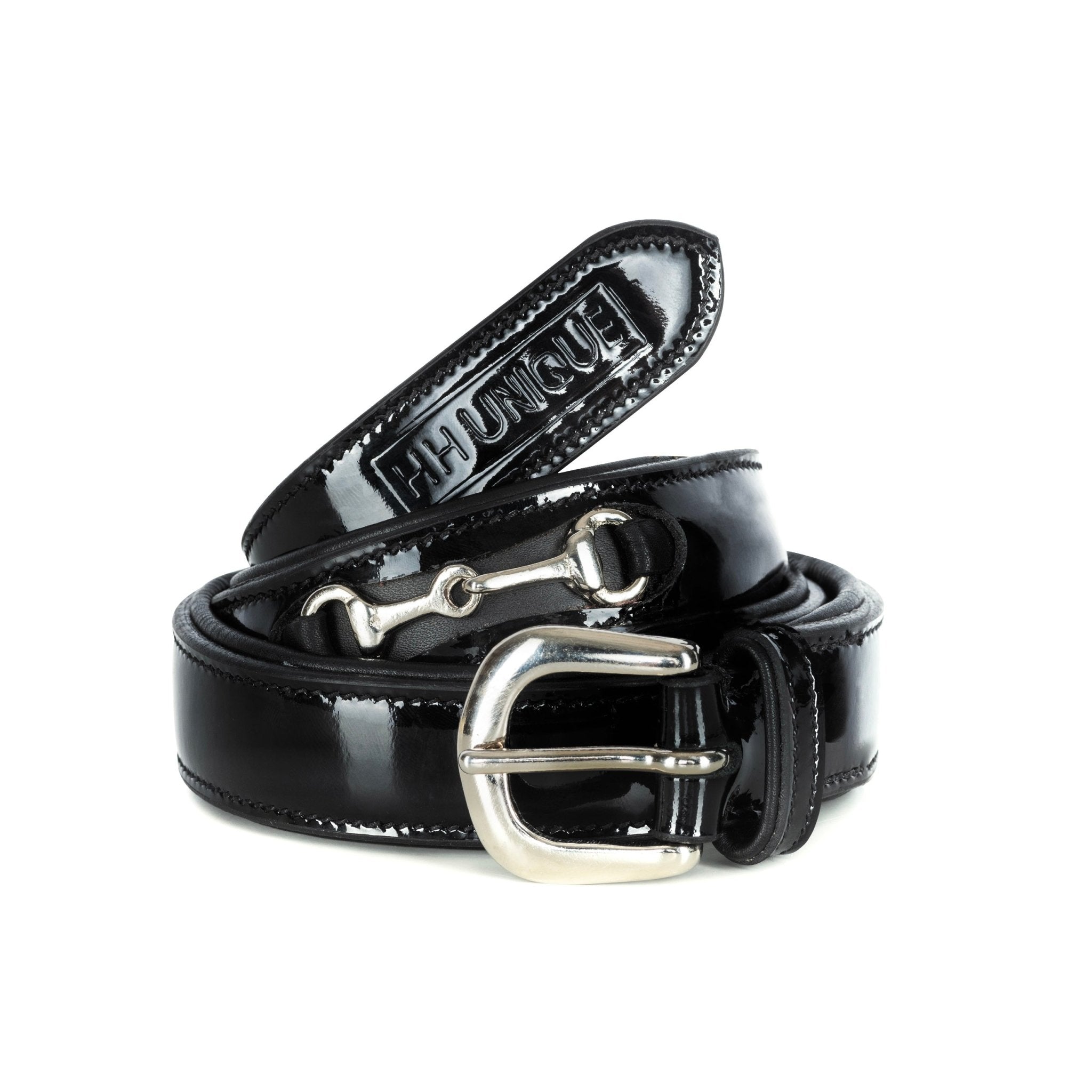 HORZEHOODS® Black (Patent) Leather Luxury Snaffle Belt - Horzehoods5060521422168