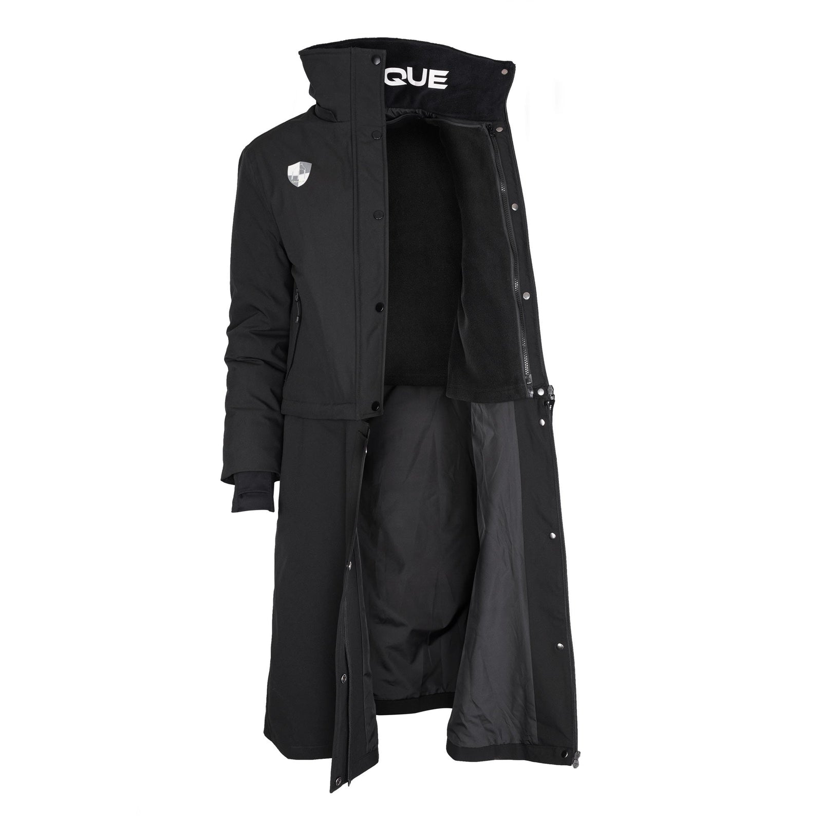 Black Ultimo-X 3-in-1 Equestrian Coat Kit - Waterproof, Detachable Hood & Cardigan - HORZEHOODS