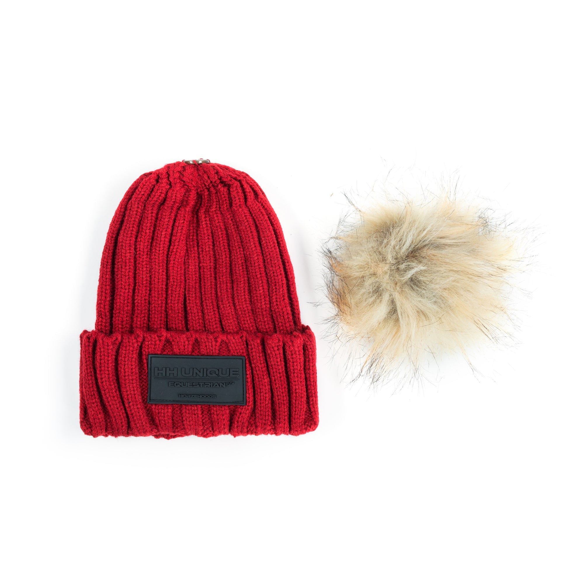 Burgundy Ribbed Pom Knit Hat - Horzehoods5056725009595