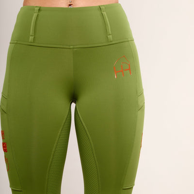 Green Orange Heavyweight Performance Leggings - Horzehoods5056725008055