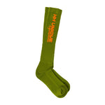 Green/Orange Ribbed Performance Riding Socks - Horzehoods5056725009441