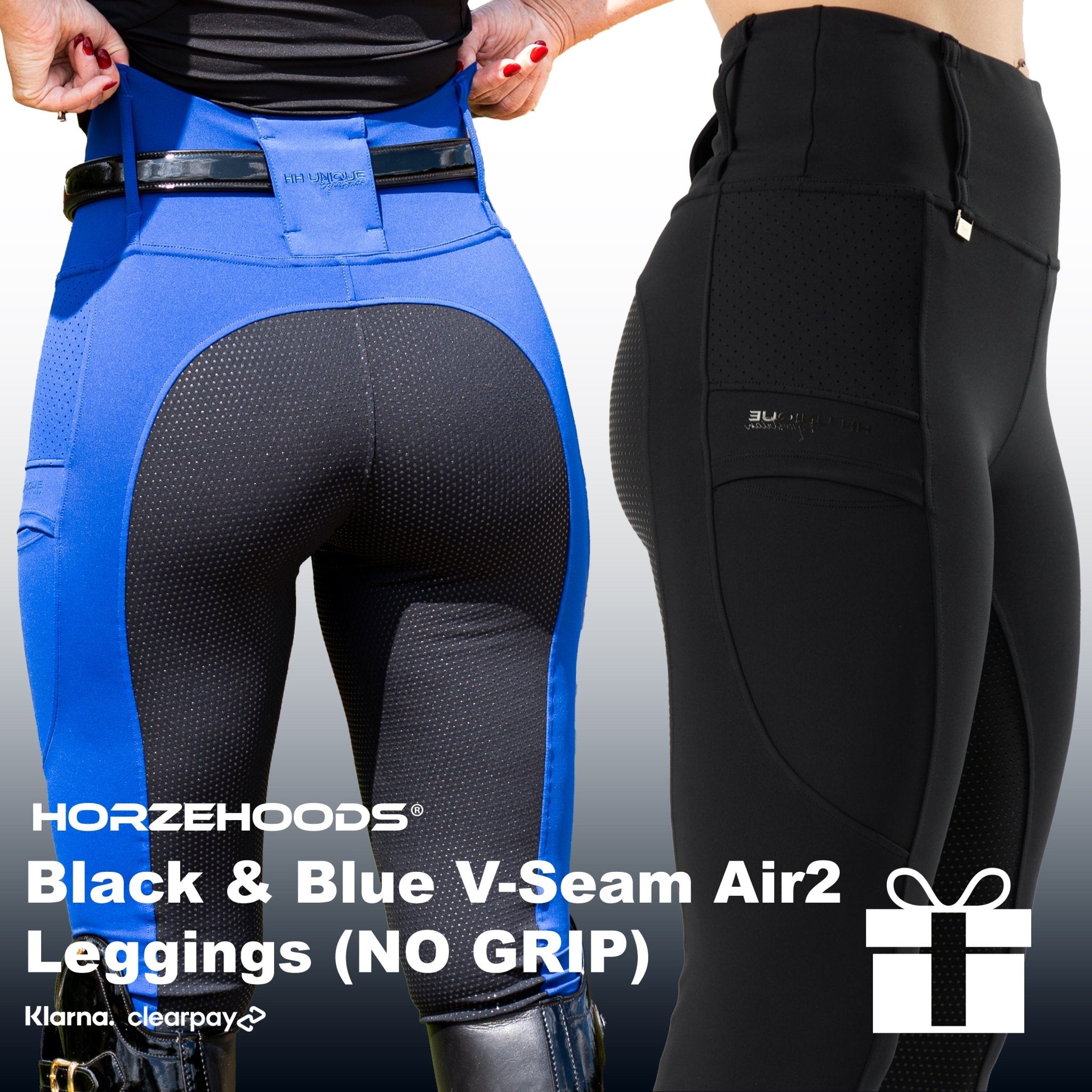 HORZEHOODS® Black and Blue V - Seam Air2 Leggings (NO GRIP) Gift Set (Bundle & Save) - Horzehoods