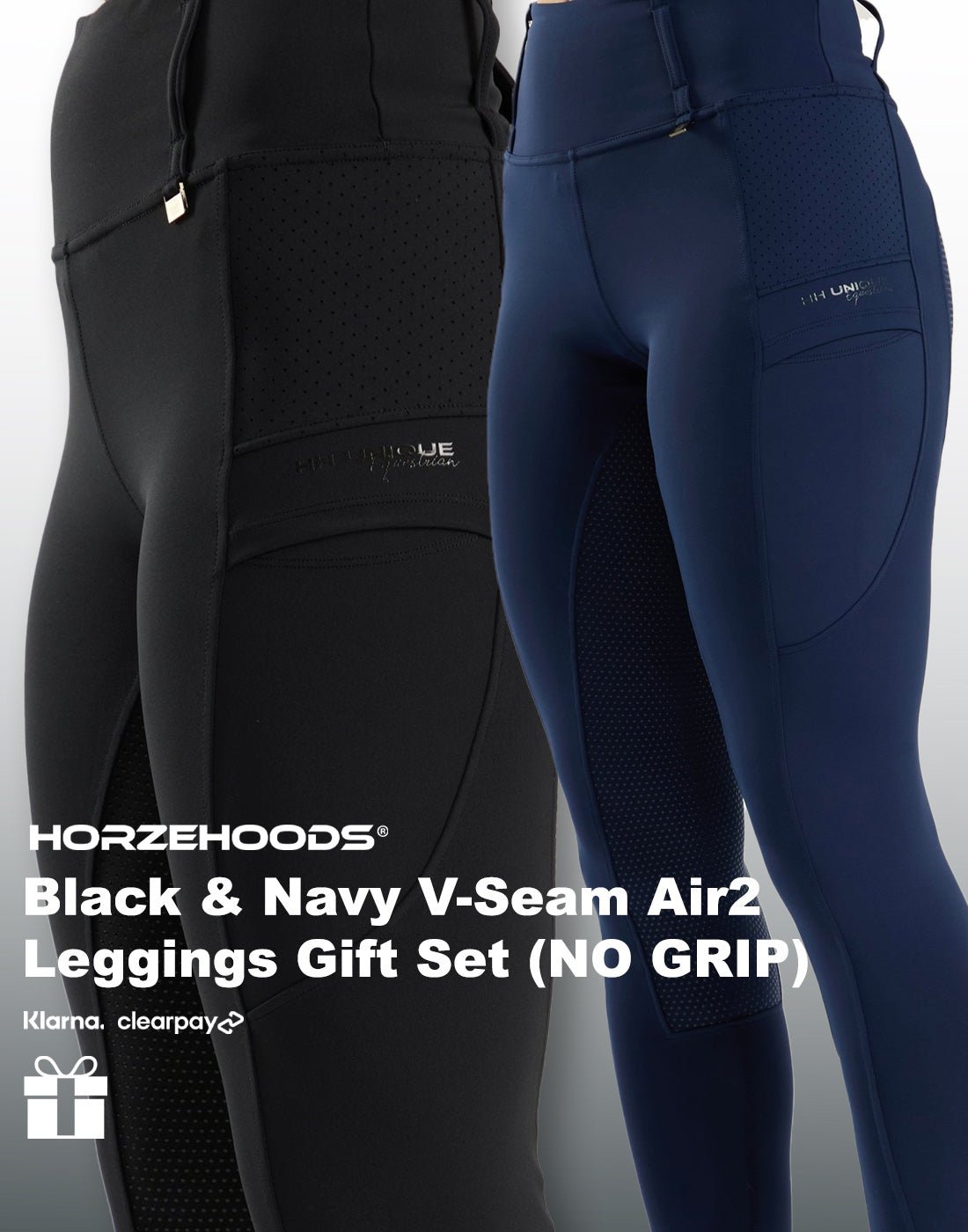 HORZEHOODS® Black and Navy V - Seam Air2 Leggings Gift Set (NO GRIP) (Bundle & Save) - Horzehoods