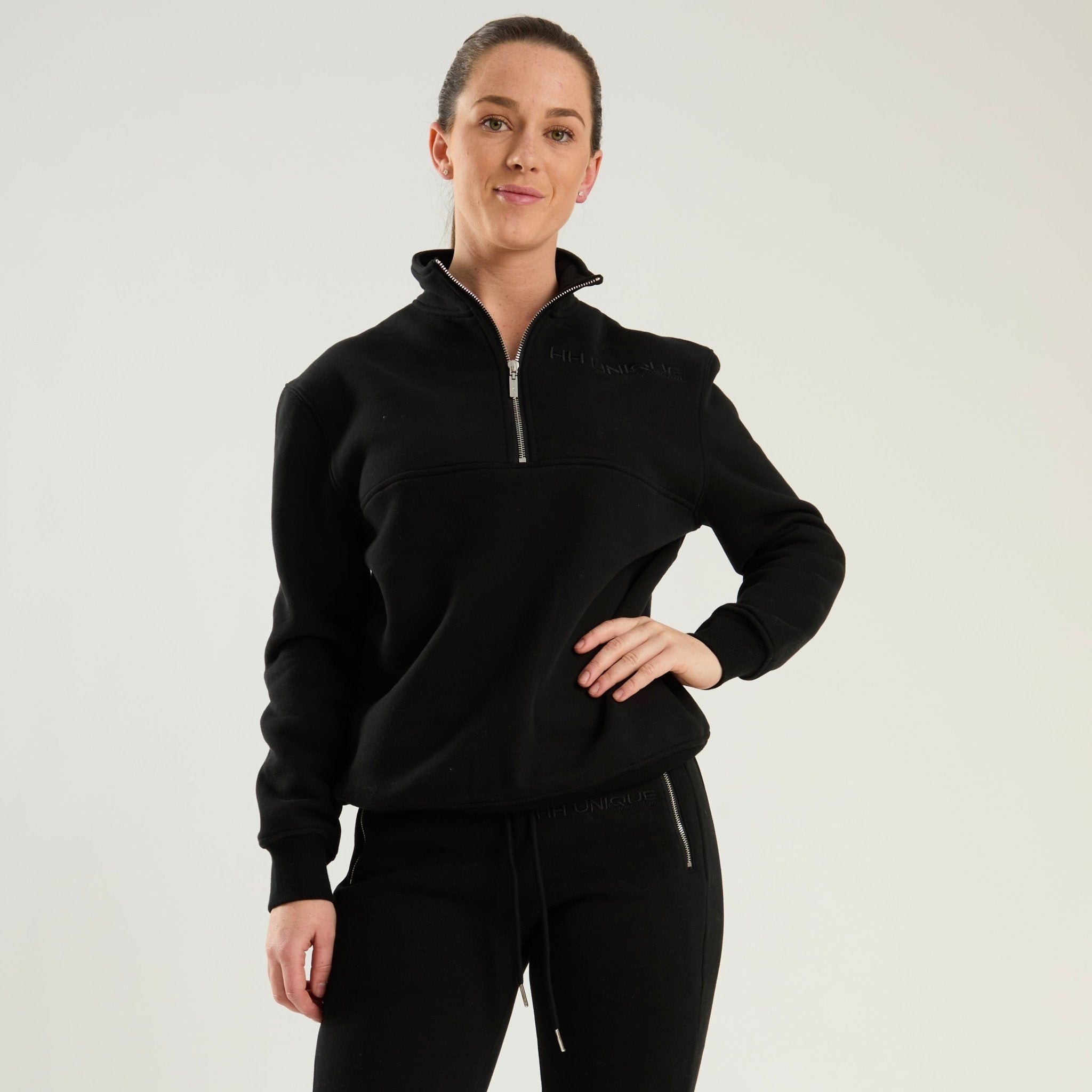 HORZEHOODS® Black Dream Quarter - Zip Sweater Top - Horzehoods5056725014155