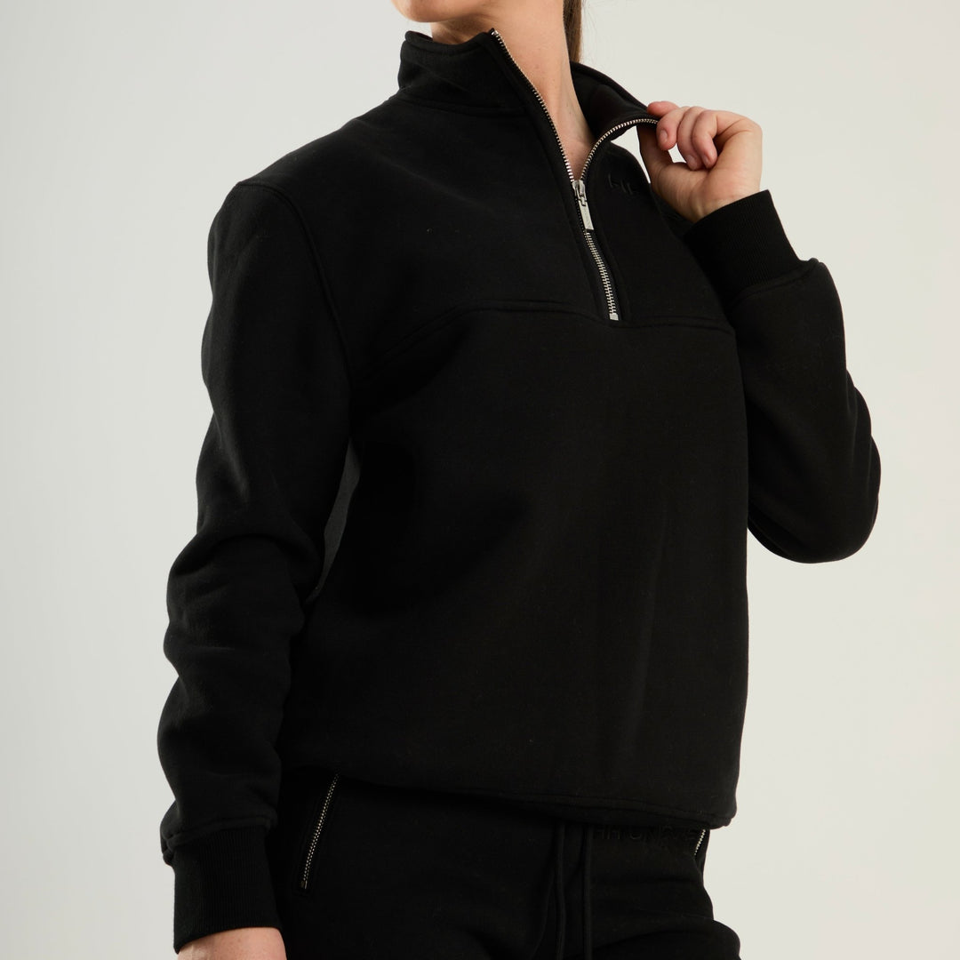 HORZEHOODS® Black Dream Quarter - Zip Sweater Top - Horzehoods5056725014155