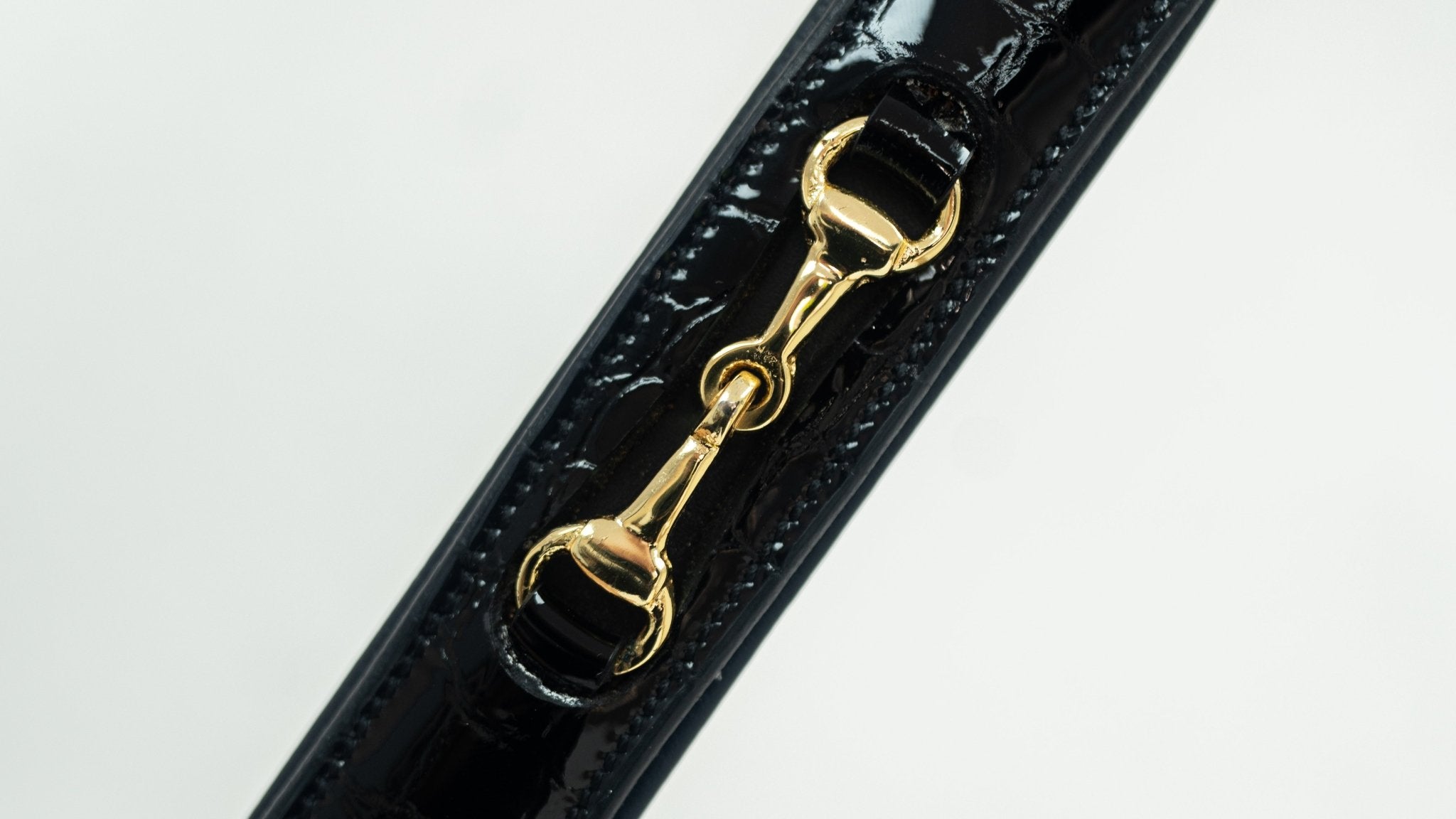 HORZEHOODS® Black & Gold Croc Leather Luxury Snaffle Belt - Horzehoods