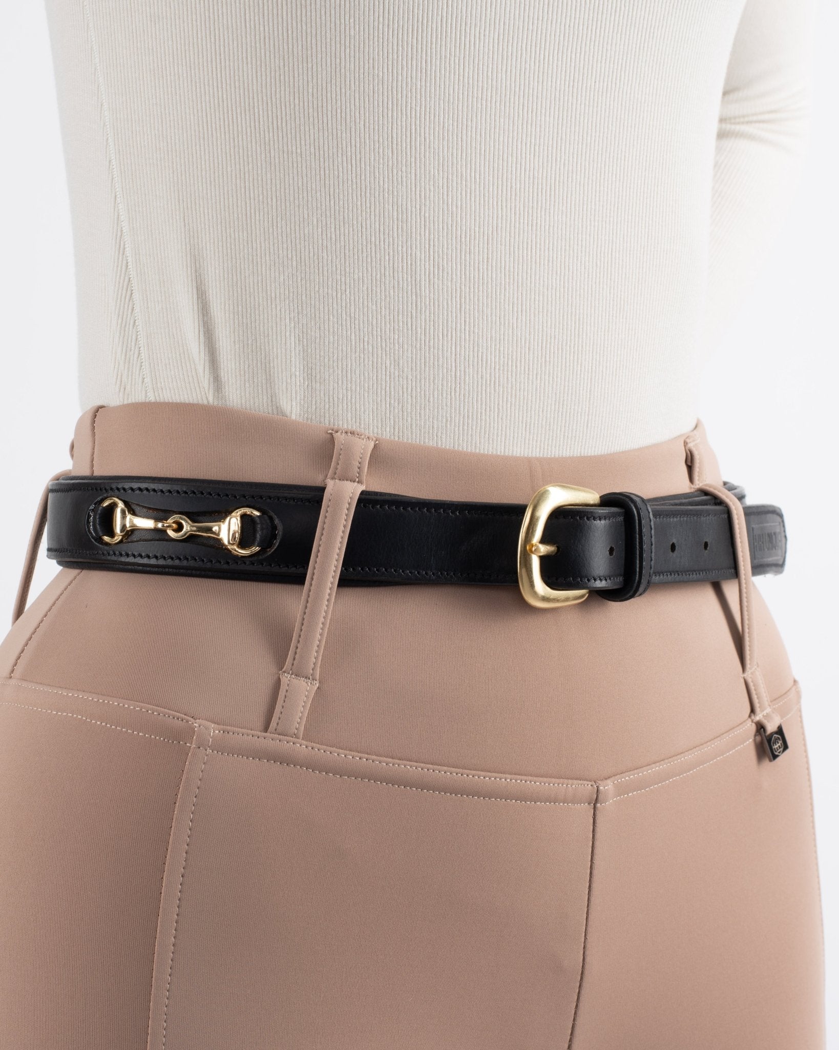 HORZEHOODS® Black & Gold Matt Leather Luxury Snaffle Belt - Horzehoods