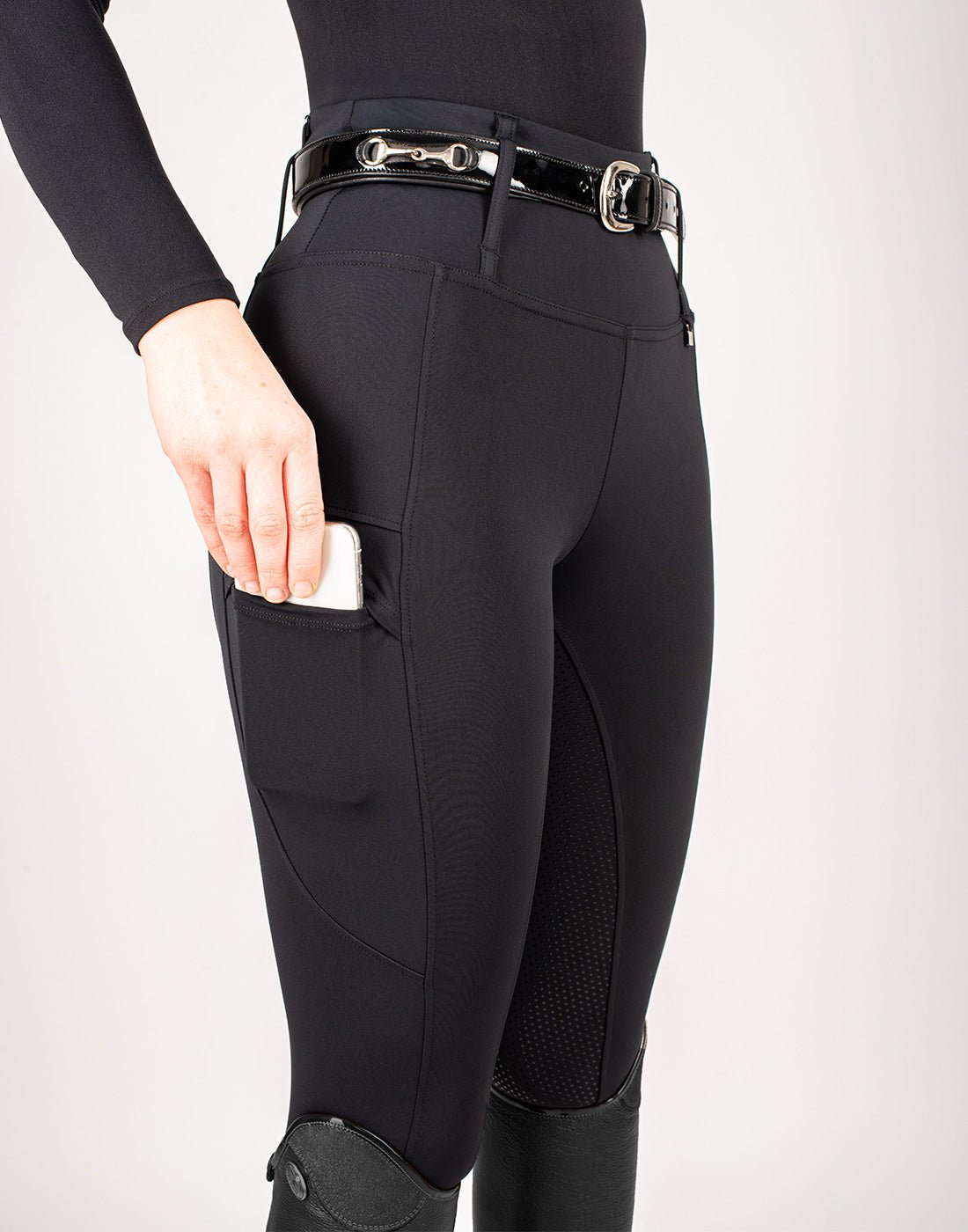 HORZEHOODS® Black Luxe Quick Dry Equestrian Riding Leggings - Horzehoods5060521420898