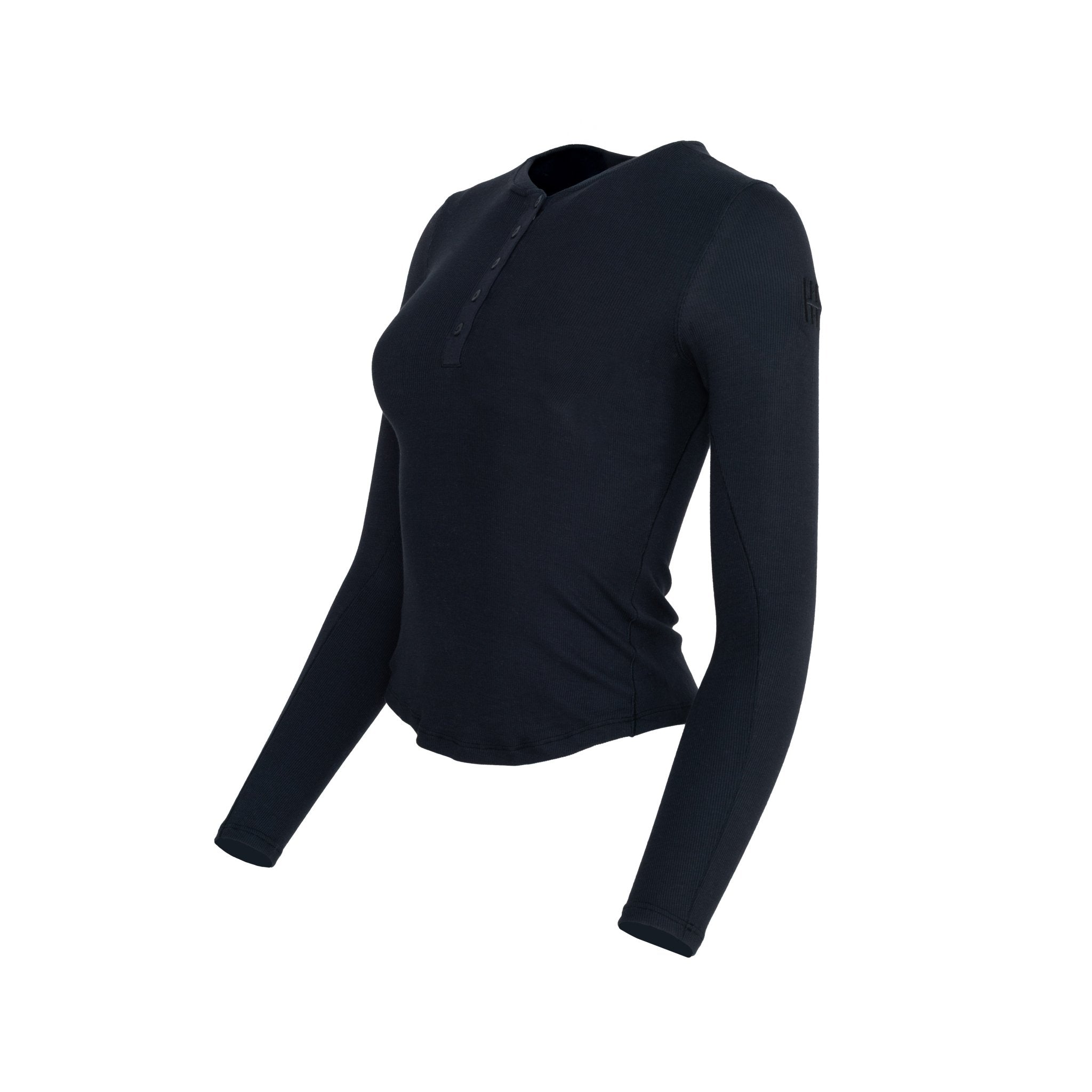 HORZEHOODS® Black Soft Buttoned Basicz Long Sleeve Top - Horzehoods5056725022099