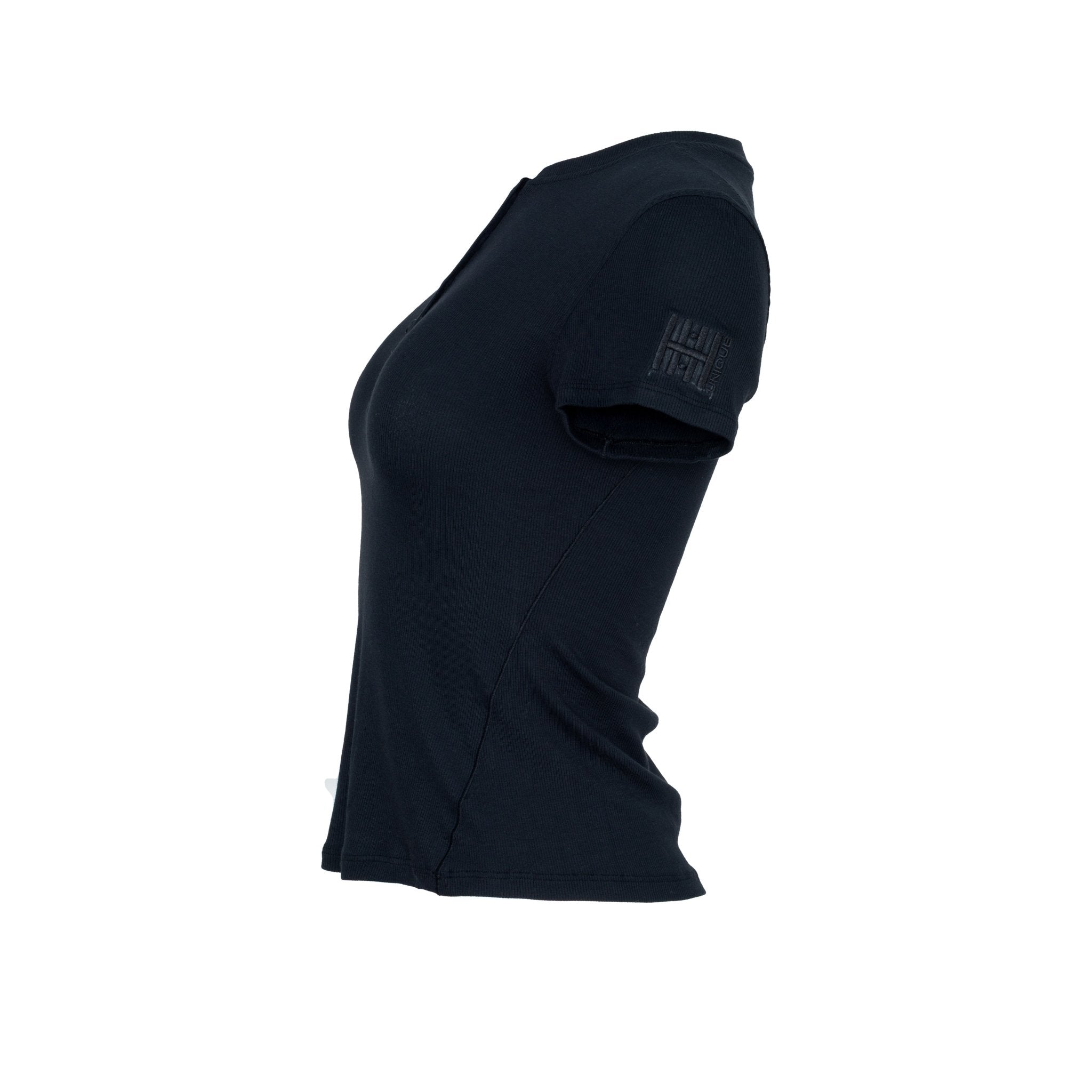 HORZEHOODS® Black Soft Buttoned Basicz Short Sleeve Top - Horzehoods5056725022440