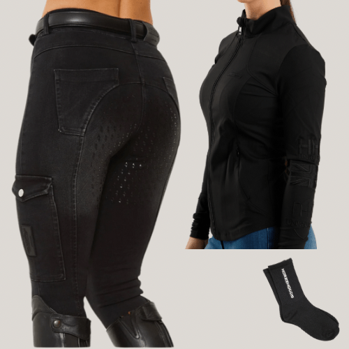 HORZEHOODS® Black Training Jacket and Jeggings Gift Set (Bundle & Save) - Horzehoods