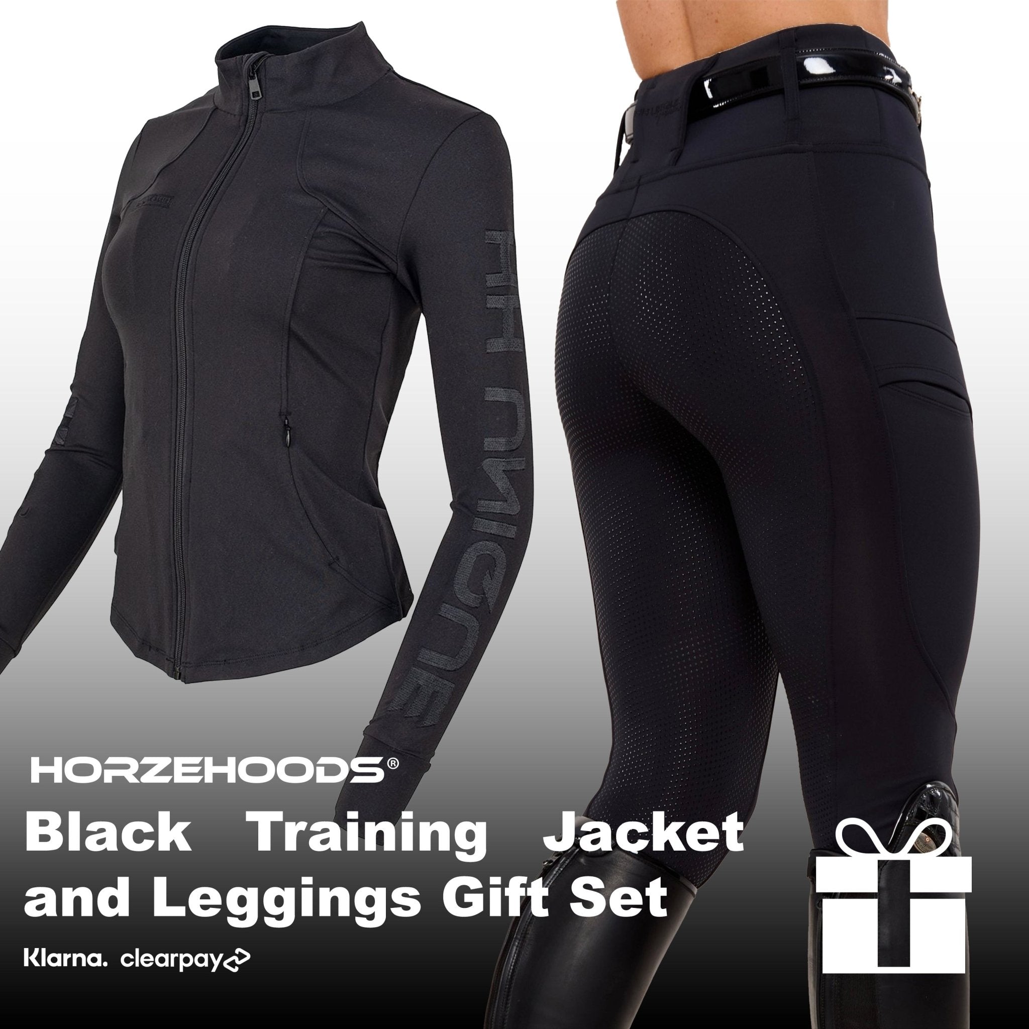 HORZEHOODS® Black Training Jacket and Leggings Gift Set (Bundle & Save) - Horzehoods