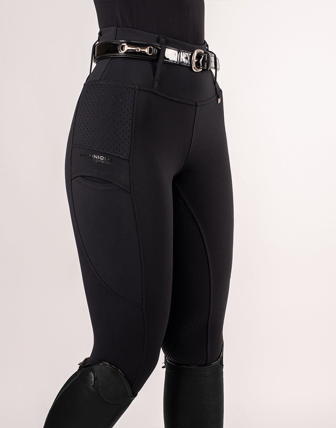 HORZEHOODS® Black V - Seam Air2 Riding Leggings - Breathable Equestrian Tights - Horzehoods5056725004163
