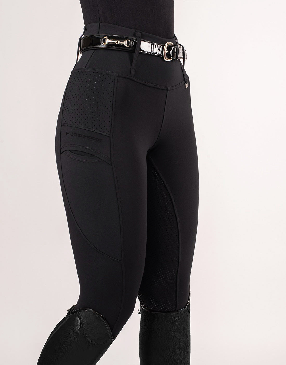 HORZEHOODS® Black V-Seam Air2 Riding Leggings - Breathable Equestrian Tights