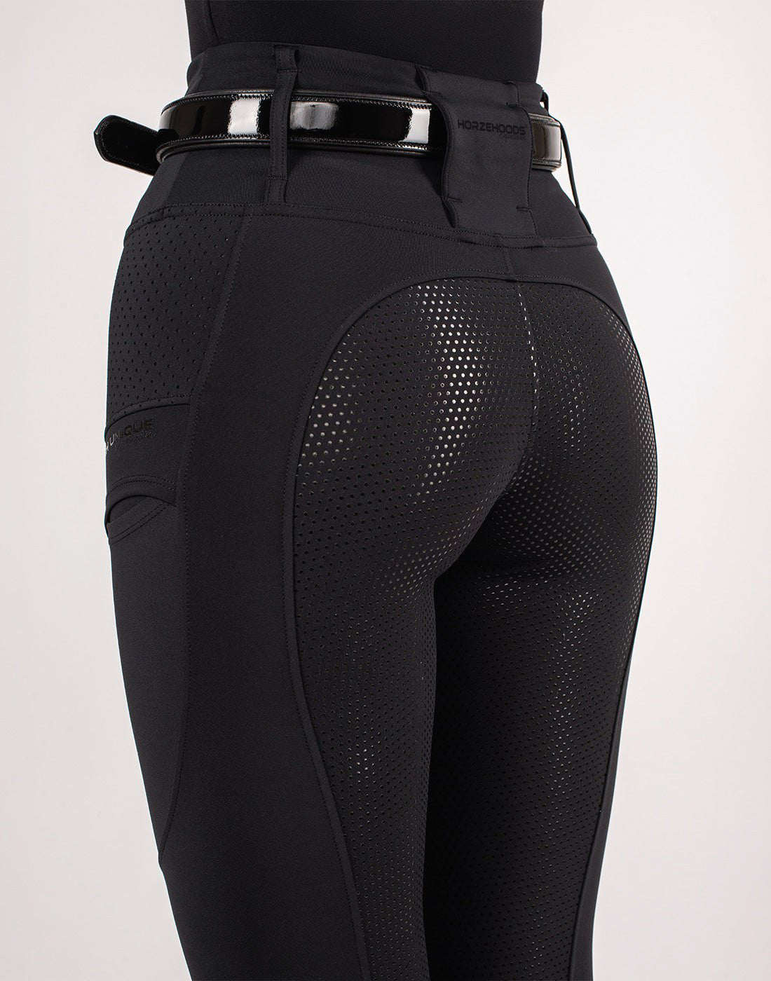 HORZEHOODS® Black V-Seam Air2 Riding Leggings - Breathable Equestrian Tights