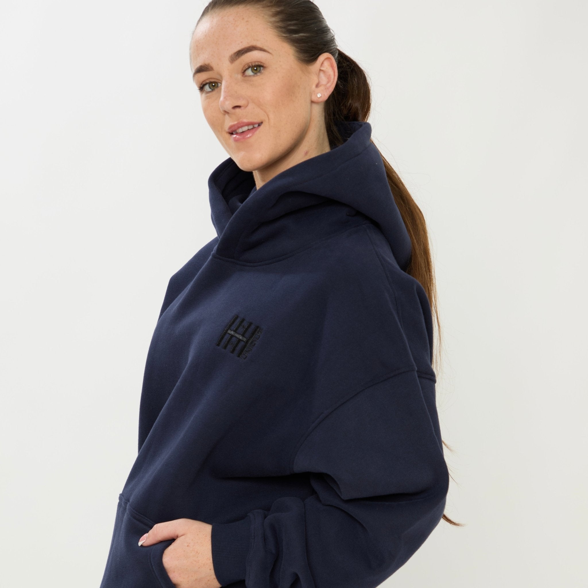 HORZEHOODS® Blue Basicz Oversized 'Horses make me Happy' Hoodie - Horzehoods5056725021429
