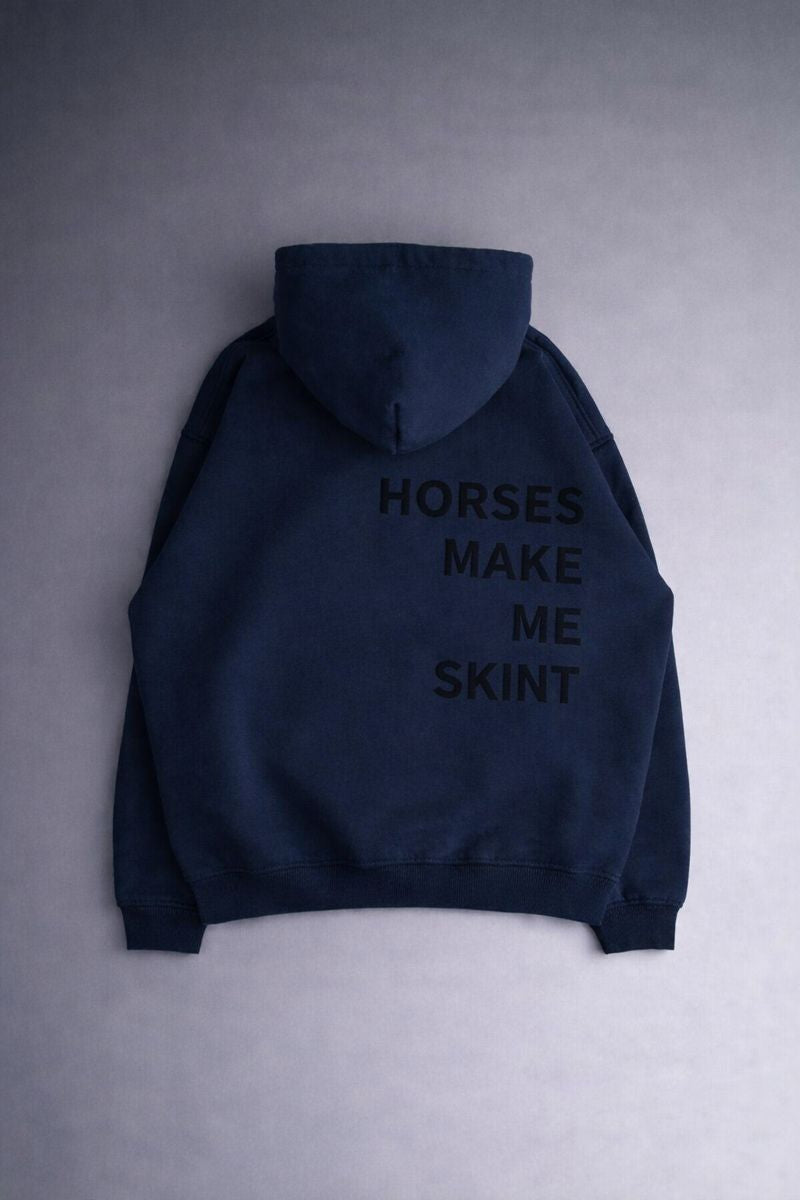 HORZEHOODS® Blue Basicz Oversized 'Horses make me Skint' Hoodie - Horzehoods5056725026776