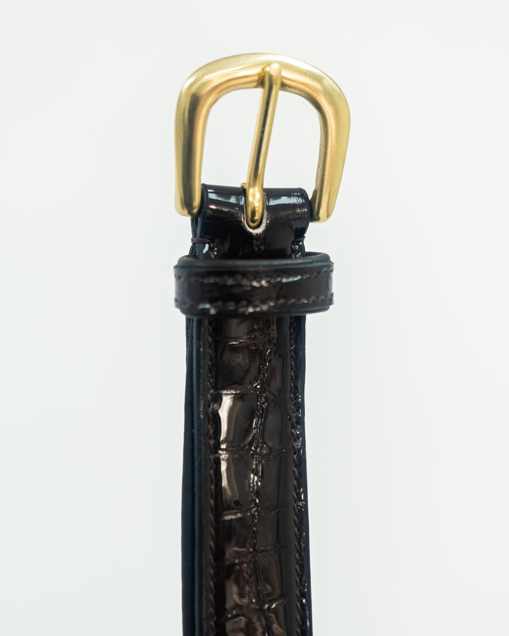 HORZEHOODS® Brown & Gold Patent Leather Luxury Snaffle Belt - Horzehoods