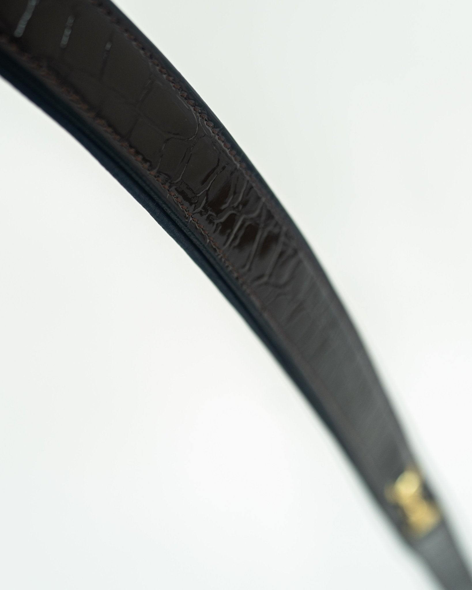 HORZEHOODS® Brown & Gold Patent Leather Luxury Snaffle Belt - Horzehoods