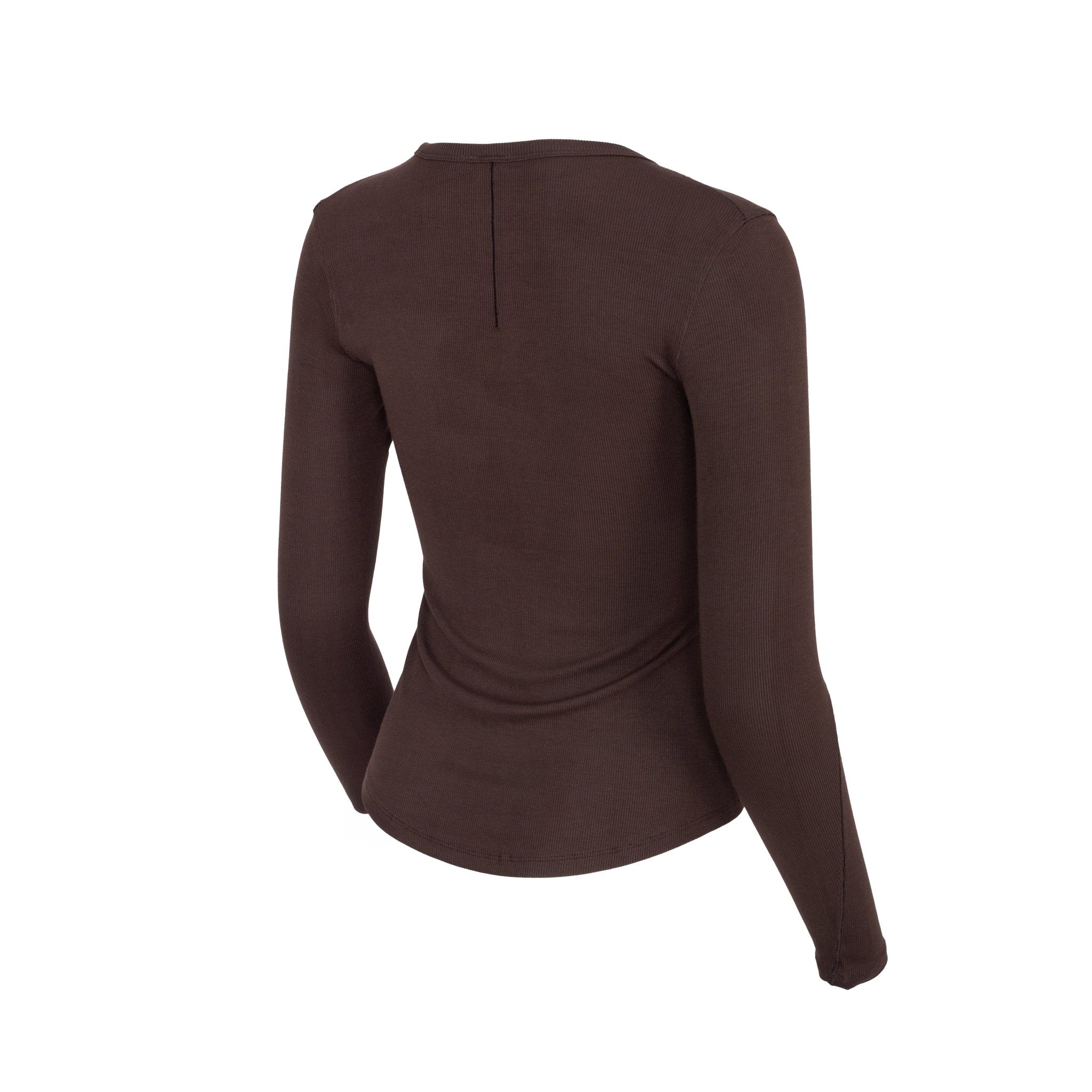 HORZEHOODS® Brown Long Sleeve Ultra Soft Basicz Ribbed Top - Horzehoods5056725022297
