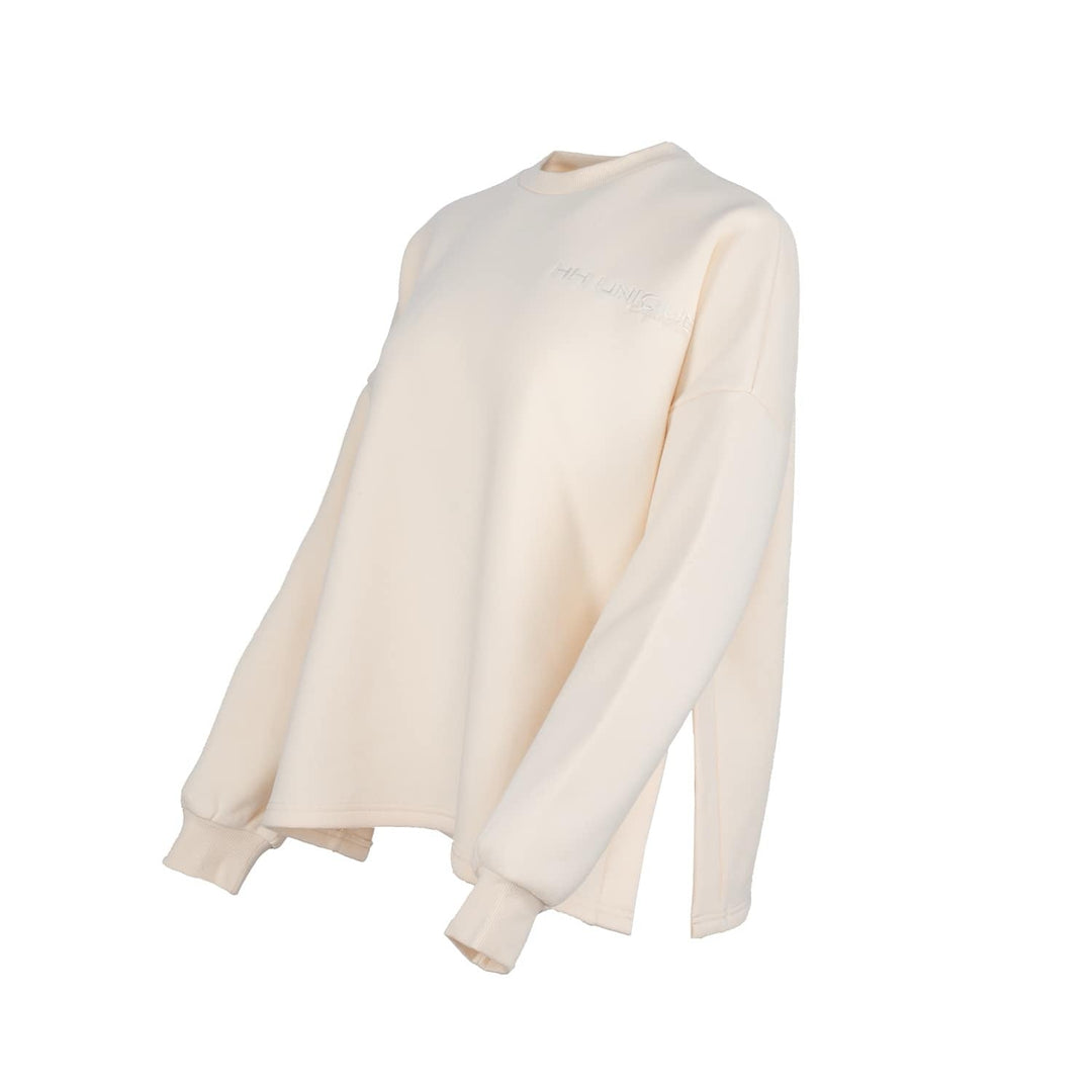 HORZEHOODS® Cream Double Split Crew Sweater Top - Horzehoods