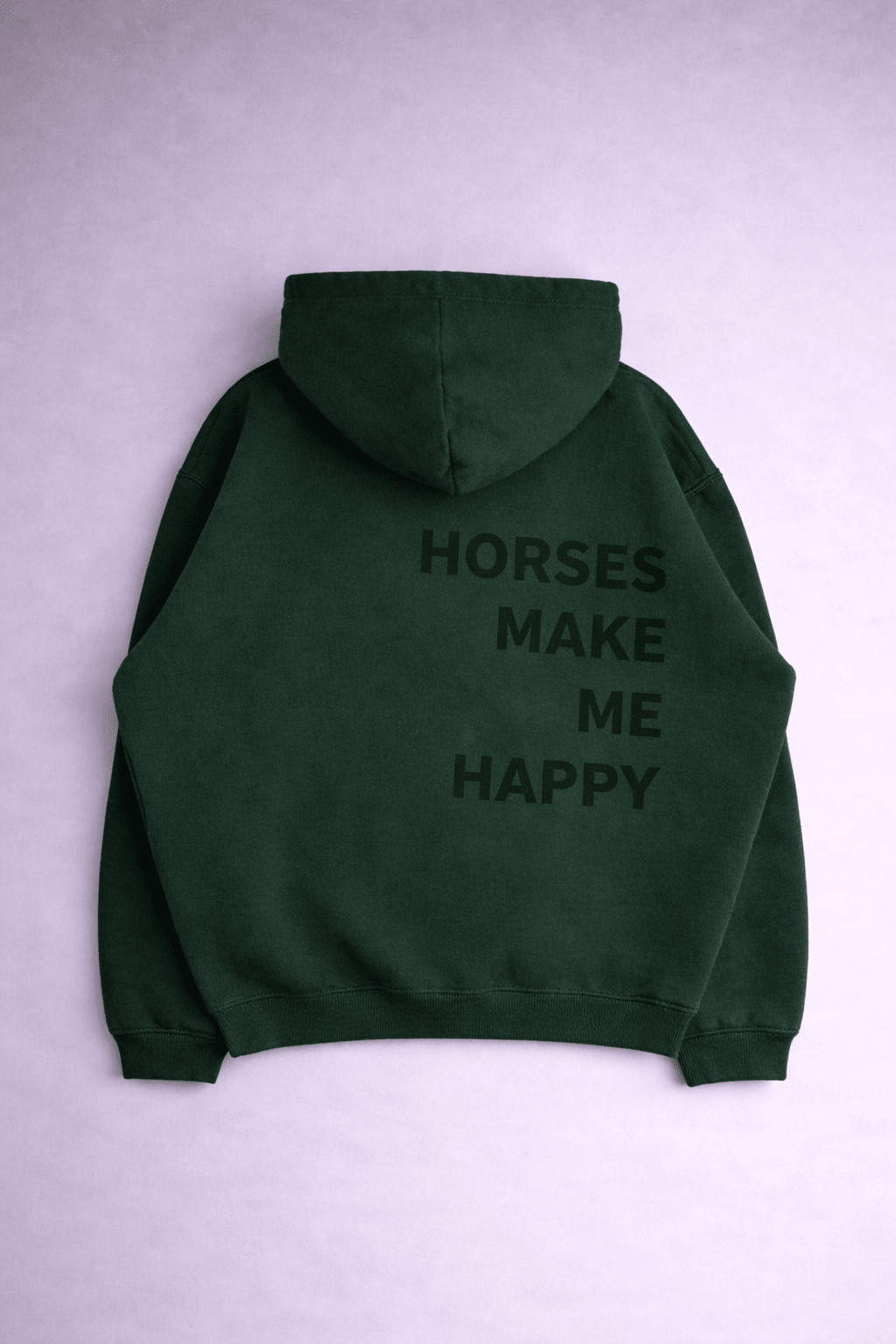 HORZEHOODS® Forest Green Basicz Oversized 'Horses make me Happy' Hoodie - Horzehoods5056725026561