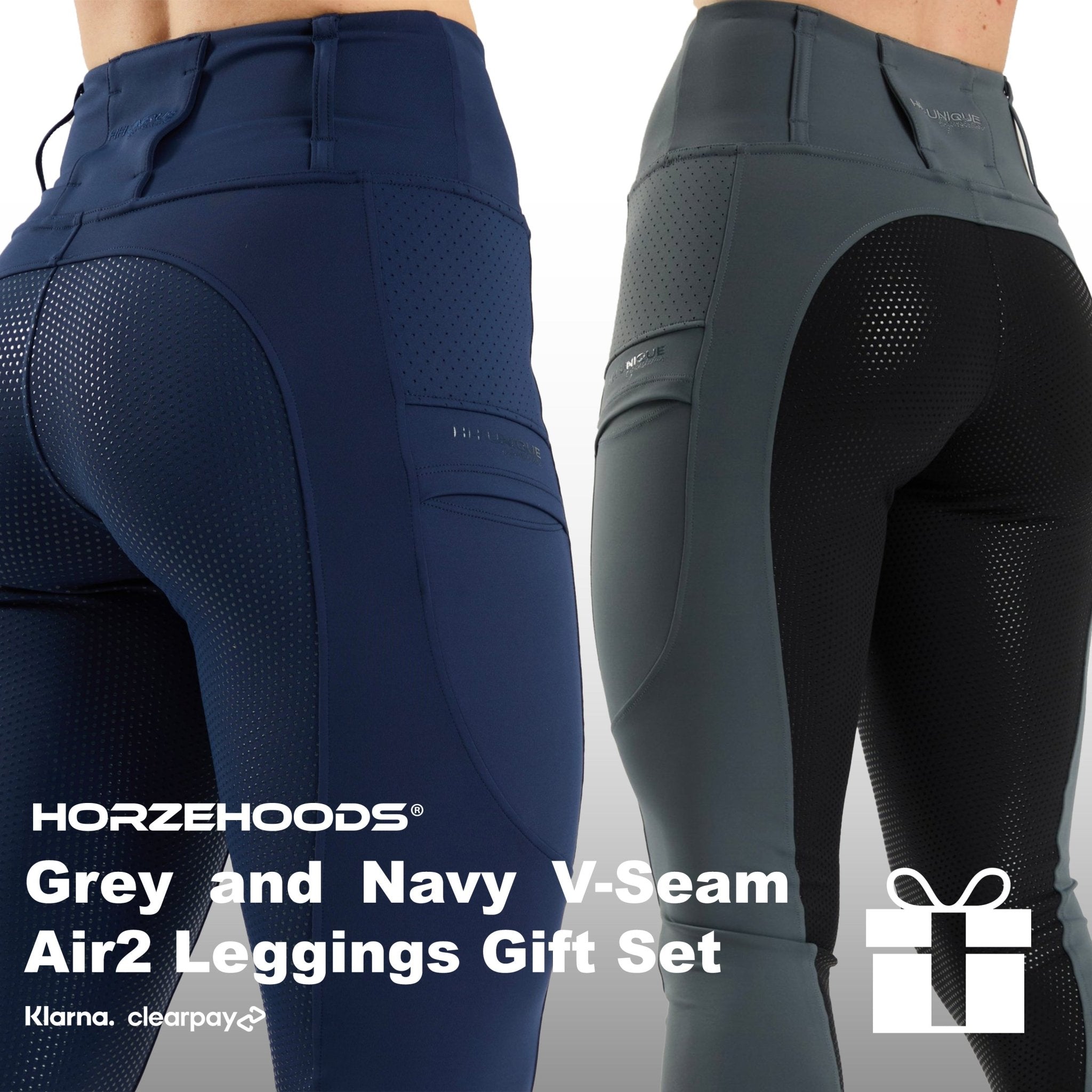 HORZEHOODS® Grey and Navy V - Seam Air2 Leggings Gift Set (Bundle & Save) - Horzehoods