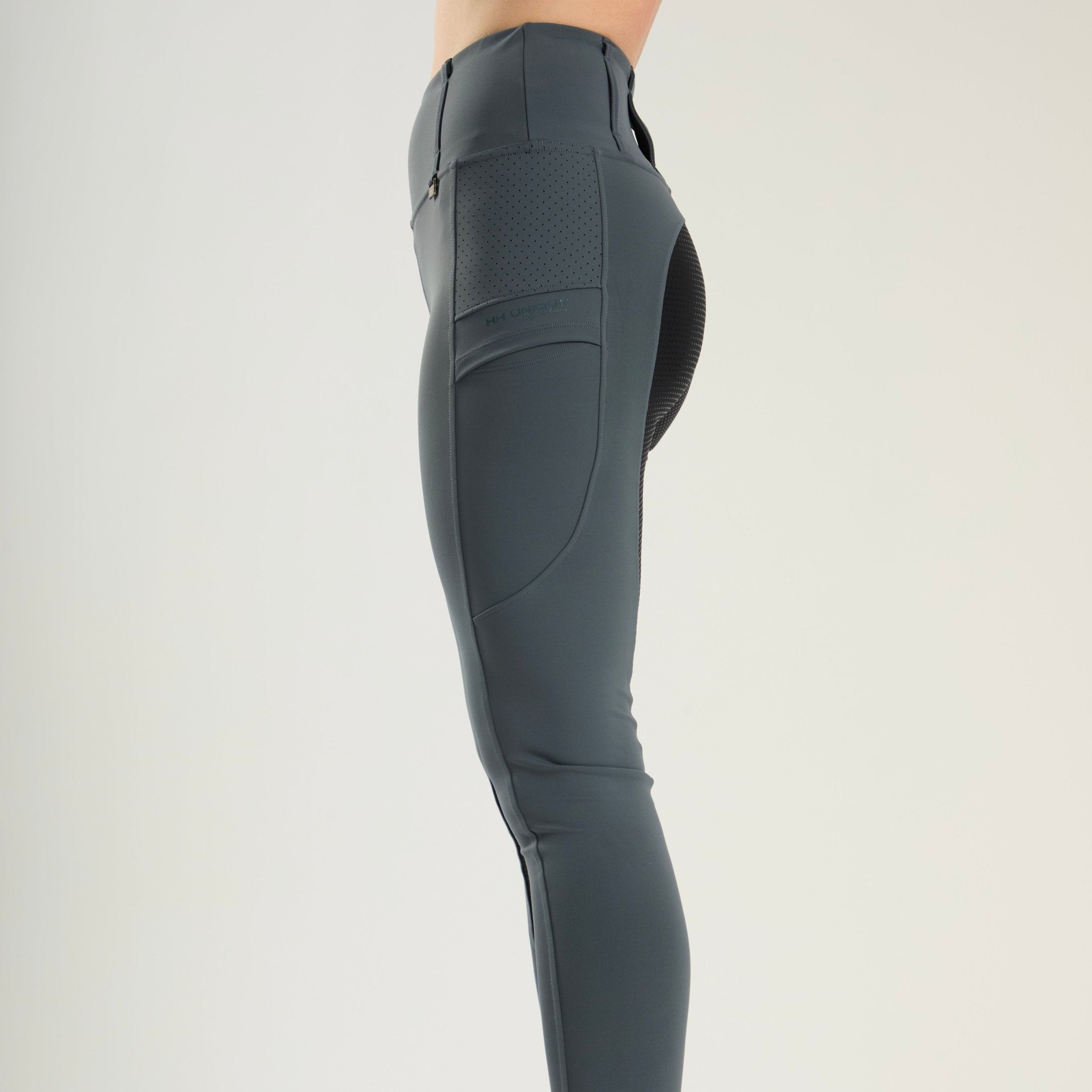 HORZEHOODS® Grey & Black Seat V - Seam Air2 Riding Leggings - Breathable Equestrian Tights - Horzehoods5056725015114