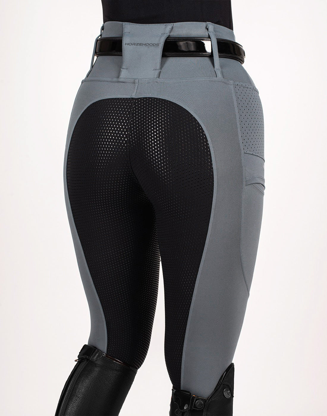HORZEHOODS® Grey & Black V-Seam Air2 Riding Leggings - Breathable Equestrian Tights
