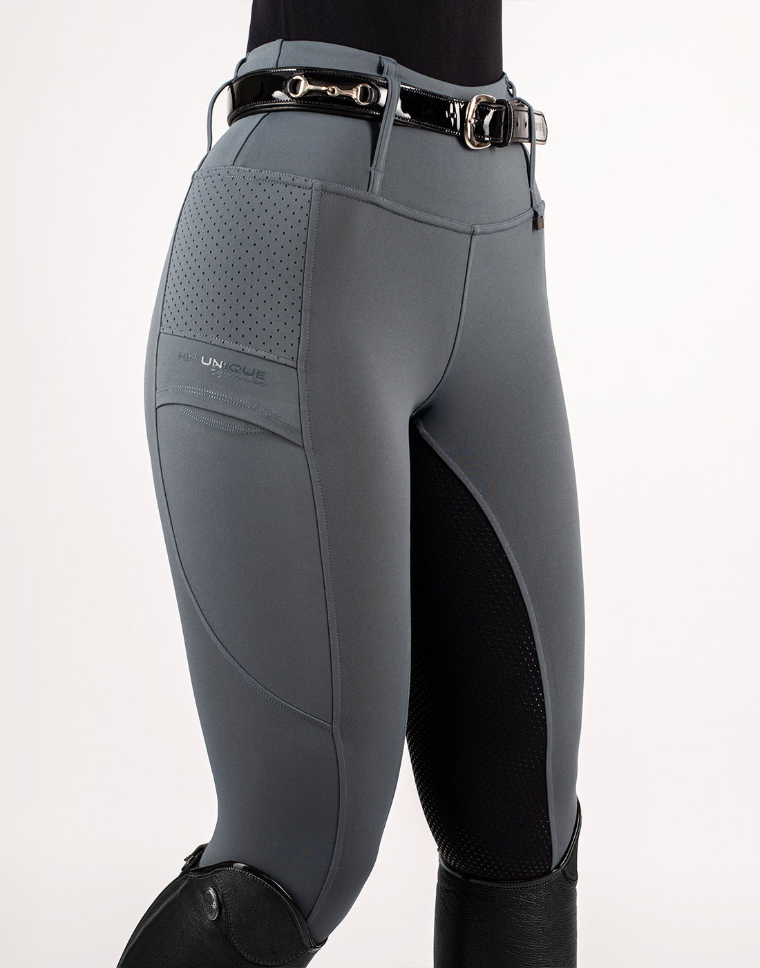 HORZEHOODS® Grey & Black V - Seam Air2 Riding Leggings - Breathable Equestrian Tights - Horzehoods5056725015114