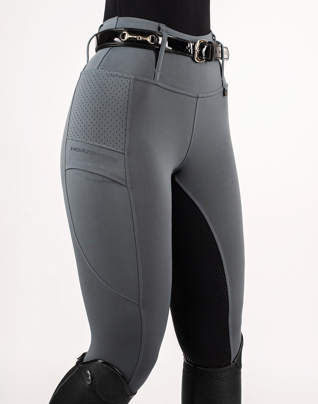HORZEHOODS® Grey & Black V-Seam Air2 Riding Leggings - Breathable Equestrian Tights