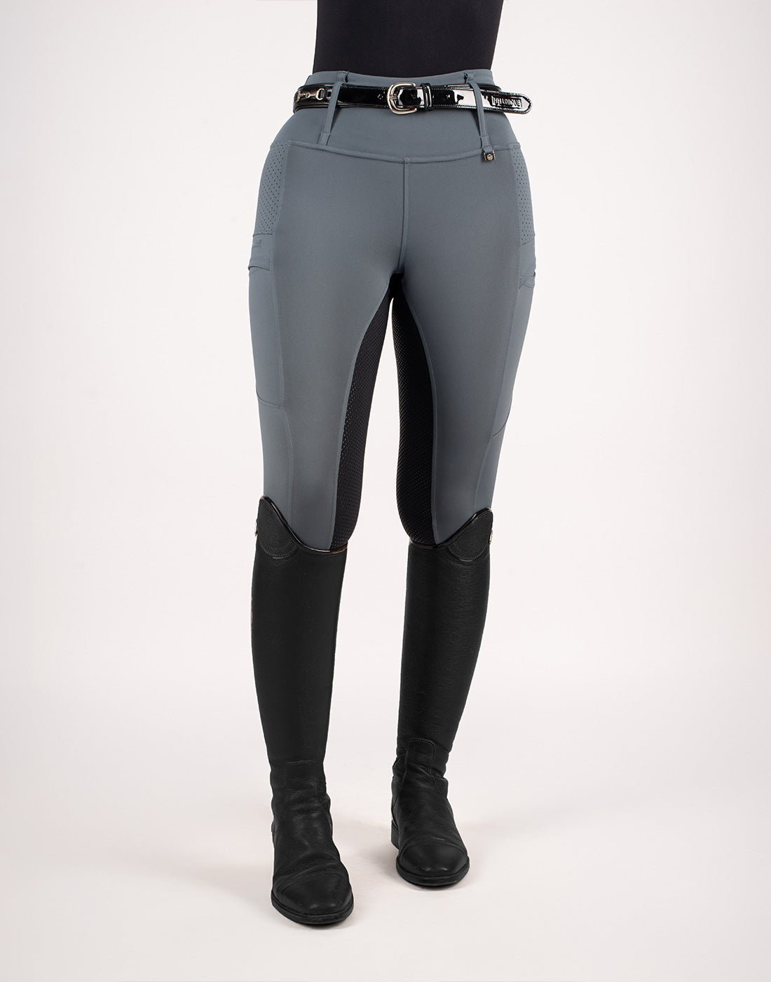 HORZEHOODS® Grey & Black V - Seam Air2 Riding Leggings - Breathable Equestrian Tights - Horzehoods5056725015114