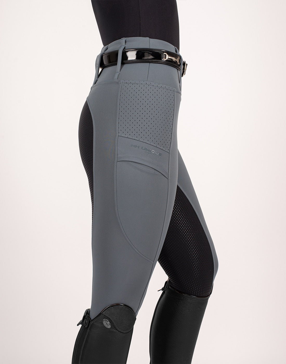 HORZEHOODS® Grey & Black V - Seam Air2 Riding Leggings - Breathable Equestrian Tights - Horzehoods5056725015114