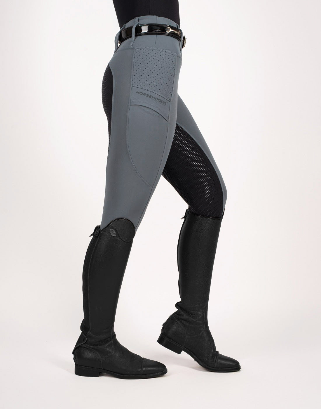 HORZEHOODS® Grey & Black V-Seam Air2 Riding Leggings - Breathable Equestrian Tights