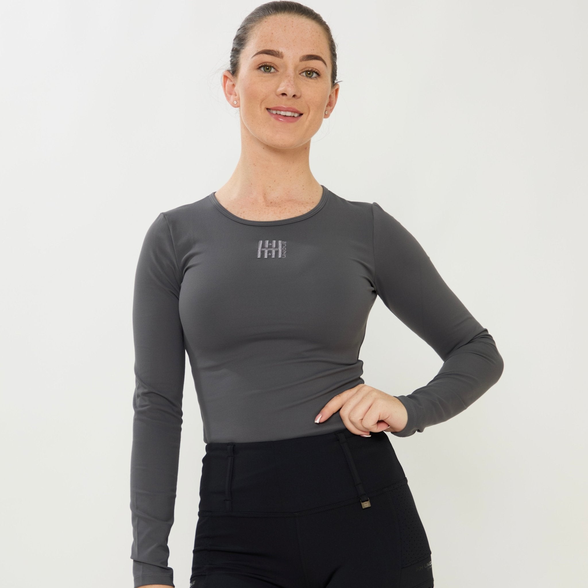 HORZEHOODS® Grey Long Sleeve Basicz Compression Top - Horzehoods5056725021665