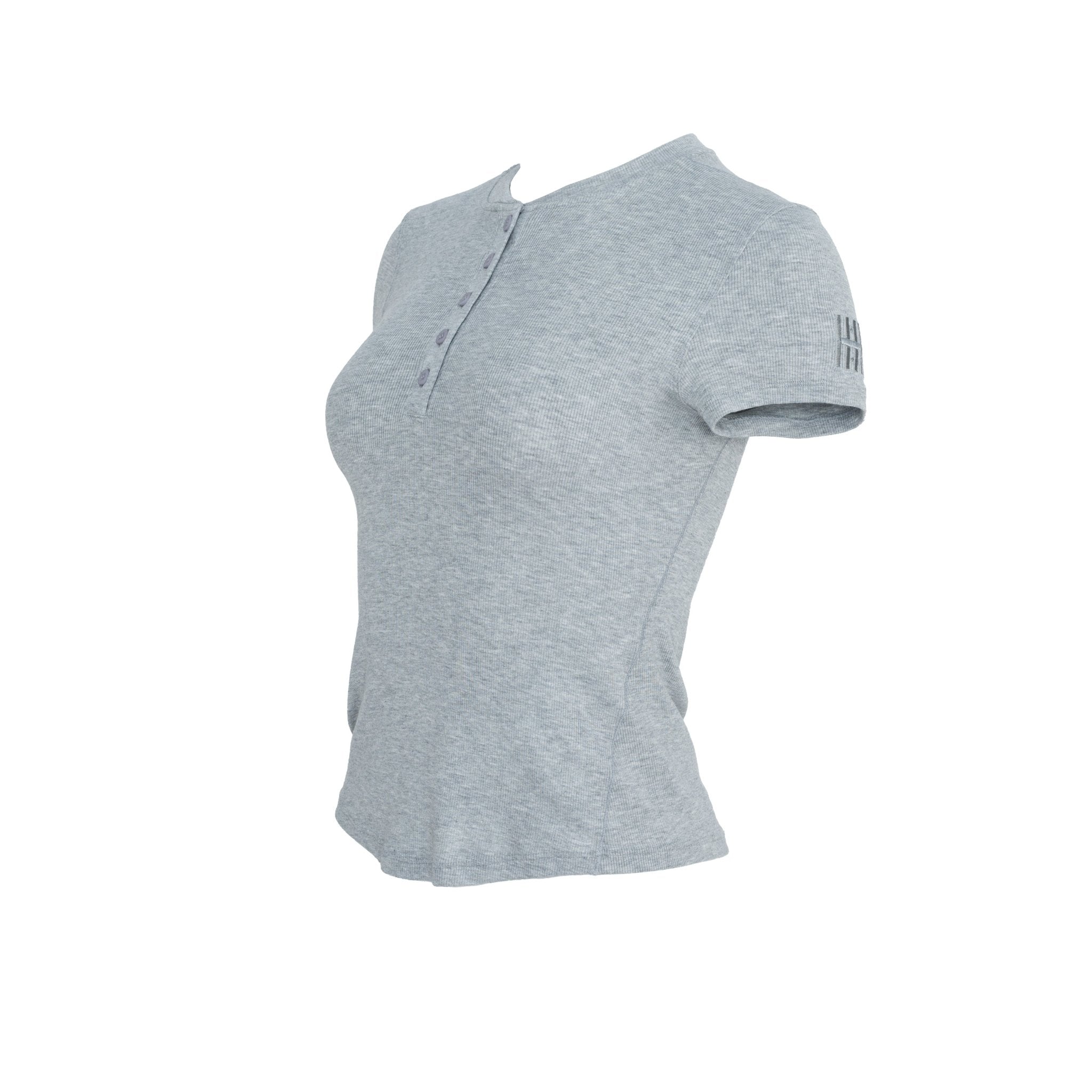 HORZEHOODS® Grey Soft Buttoned Basicz Short Sleeve Top - Horzehoods5056725022495